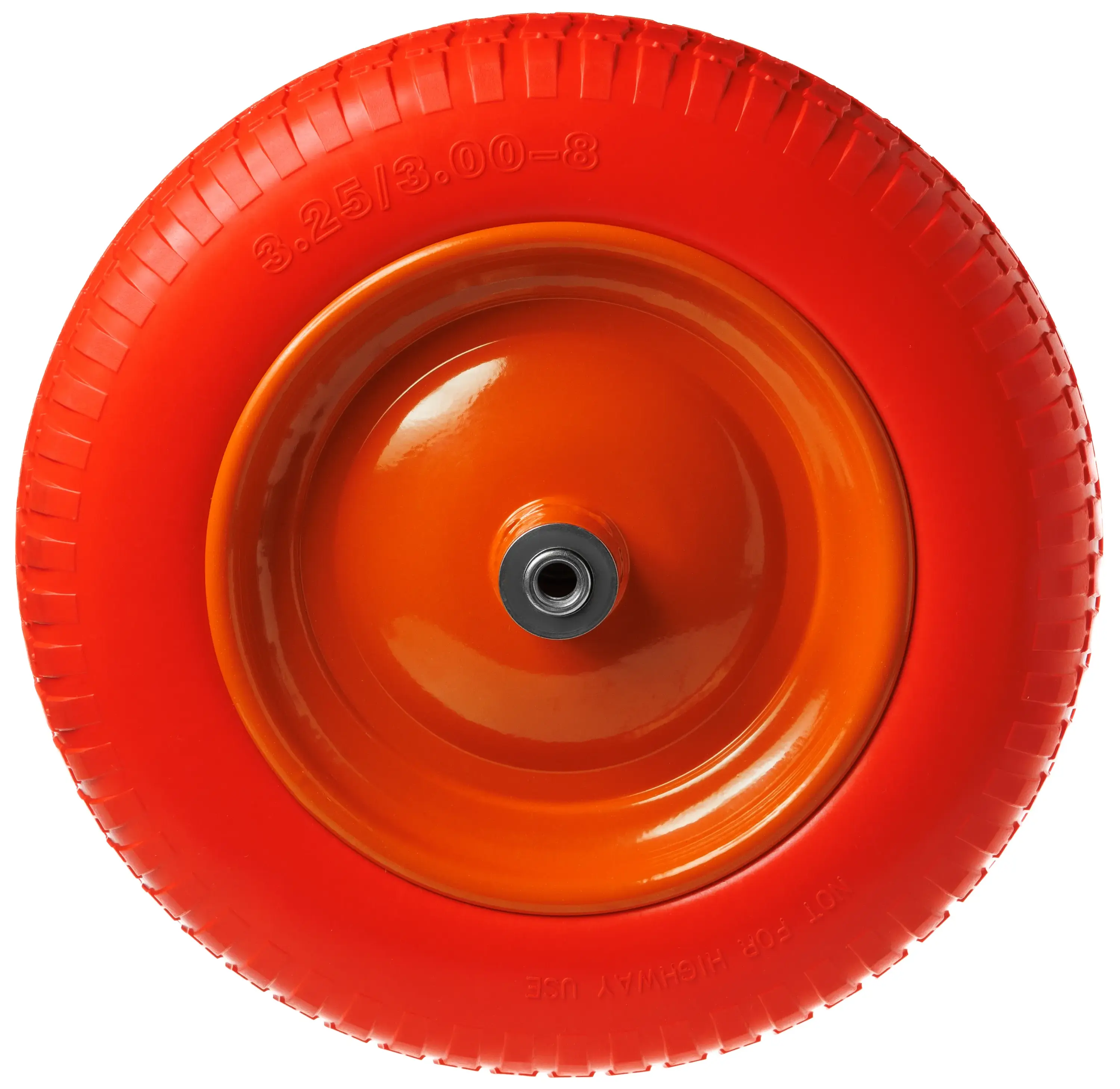 Пенополиуретановое колесо, диаметр 360мм, металлический обод, симметричная ступица, шариковый подшипник, ось 12 мм, 3.25-8 - PU 2400-12